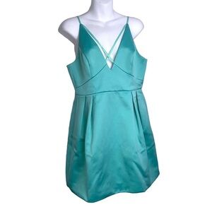 Topshop Spaghetti Strap Deep V Light Teal Cocktail Prom Dress Size 6